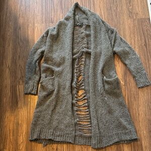 Sweet Rain Gray Open-Knit Cardigan